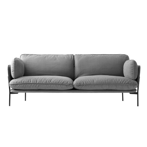 &tradition - Cloud LN3.2 3-Seater Sofa - grey/fabric Hot madison 724/WxHxD 220x75x84cm/black legs