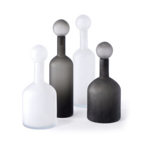 POLSPOTTEN - Bubbles & Bottles Carafe Set of 4 black matt