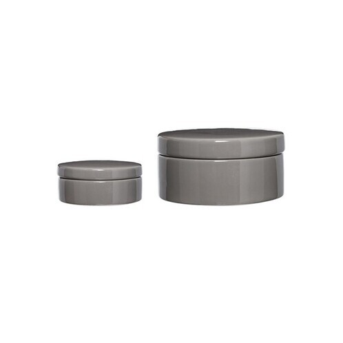 Bloomingville - Jar Grey Bowl with lid Set of 2 - grey/H4cm x Ø11.5cm/H8cm x Ø16cm