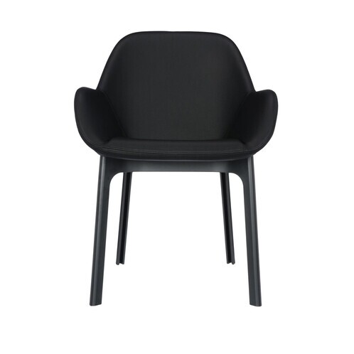 Kartell - Clap - Fauteuil en cuir synthétique - noir/piètement noir