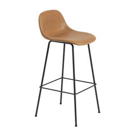 Muuto - Fiber Bar Stool With Backrest 75cm Leather