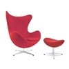 Fritz Hansen - Set promo - Egg Chair chaise + repose-pied étoffe - rouge/support en aluminium/étoffe Divina 623/repose-pied: LxPxH 56x40x37cm