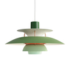 Louis Poulsen - PH 5 Suspension Lamp - green/matt wet lacquered/connecting rods orange/H 26.7cm/Ø 50cm