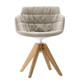MDF Italia - Chaise + accoudoirs Flow Slim structure chêne VN rembourré