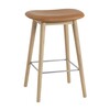 Muuto - Fiber Bar Stool Wood Base 65cm - cognac/oak/seating leather/WxHxD 45x66x42,5cm/wood base