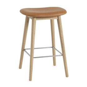 Muuto - Fiber Bar Stool Wood Base 65cm Leather