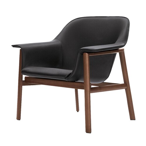 ClassiCon - Sedan Lounger Chair Leather - balack/frame walnut/leather Classic