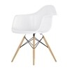 Vitra - Eames Plastic Armchair DAW - Armleunstoel H43cm - wit/onderstel esdoorn geellijk/met viltgeleiders/dwarsverbindingen uit rondstaal zwart