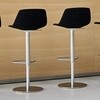 la palma - Miunn Bar Stool Stainless Steel Frame Round - black stained open-pored/veneer/frame stainless steel sand blasted/adjustable in height from 75 to 100cm