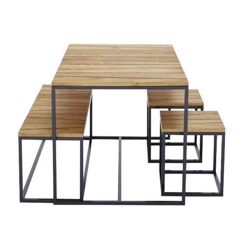 Jan Kurtz - Alois - Ensemble de meubles de jardin - robinier/structure peint par poudrage anthracite/1 table + 1 banc + 2 tabouretes