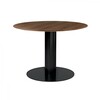 Gubi - Gubi 2.0 Dining Table - Tafel zwart frame Ø110cm - walnoot/tafelblad walnoot/H 72,5cm, Ø 110cm/zwart frame: poedercoating