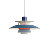 Louis Poulsen - PH 5 Mini Pendelleuchte - blau/matt lackiert/Verbindungsstäbe orange/H 16cm/Ø 30cm
