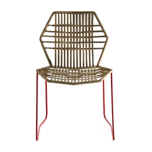 Moroso - Tropicalia Chair - light brown/PVC glides/frame stainless steel red/54x81x56cm