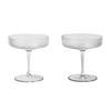 ferm LIVING - Ripple Champagne Glass Set Of 2 - transparent/mouth blown glass/H 11cm/Ø 10.5cm