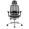 Wagner - AluMedic 10 Office Chair - Breathable mesh cover black/cover fabric dark grey/star base polished/with wheels for hard floors
