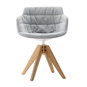 MDF Italia - Flow Slim Armlehnstuhl Gestell Eiche VN gepolstert