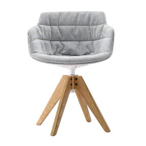 MDF Italia - Chaise + accoudoirs Flow Slim structure chêne VN rembourré