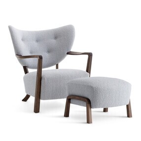 &Tradition - Wulff ATD2 Lounge Chair + Wulff ATD3 poef onderstel walnoot