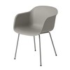 Muuto - Fiber Chair Armlehnstuhl mit Rohrgestell - grau/Gestell grau/54.5x76.5x55cm