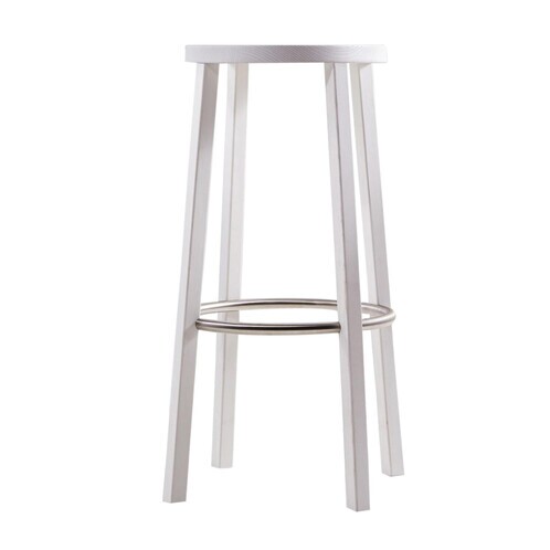 Plank - Blocco - Taburet de bar - blanc/acier inoxydable/H: 76cm