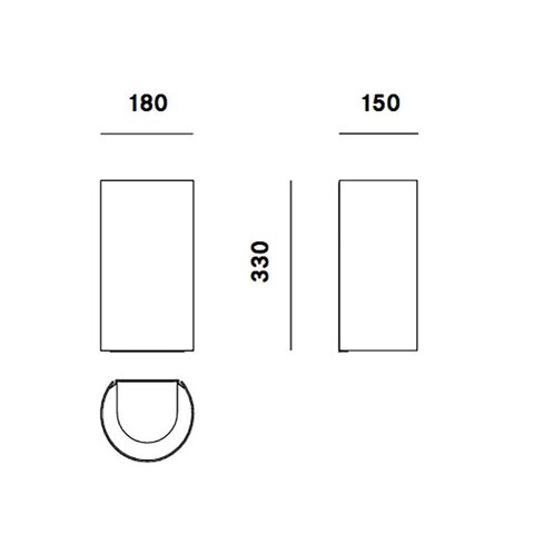 Prandina - Mood Small W3 Wall Lamp - line drawing