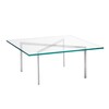 Knoll International - Barcelona - Table de salon/table basse - verre clair/structure chromée/LxPxH 100x100x46cm
