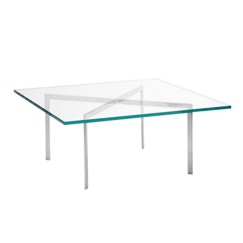 Knoll International - Barcelona Mies van der Rohe Couchtisch - Kristallglas/Gestell chrom/LxBxH 100x100x46cm