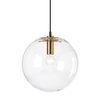 ClassiCon - Selene - Suspension laiton - transparent/laiton/Ø25cm/noir câble gainé tissu