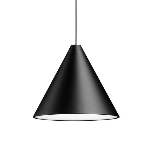 Flos - String Lights LED - Suspension - noir/mat/abat-jour conique/câble 12m/ sans canopée