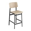 Muuto - Loft Bar Stool 65cm - black/oak/seating oak/WxHxD 42,5x98,5x49cm/base: powder coated steel