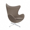 Fritz Hansen - Egg Chair/ Das Ei Loungesessel Stoff - taupe/Gestell aluminium/Stoff Fame 61135