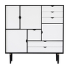 Andersen Furniture - Andersen Furniture S3 Kommode Fronten weiß - eiche schwarz/alpinoweiß/lackiert/B130 x T43 x H132 cm