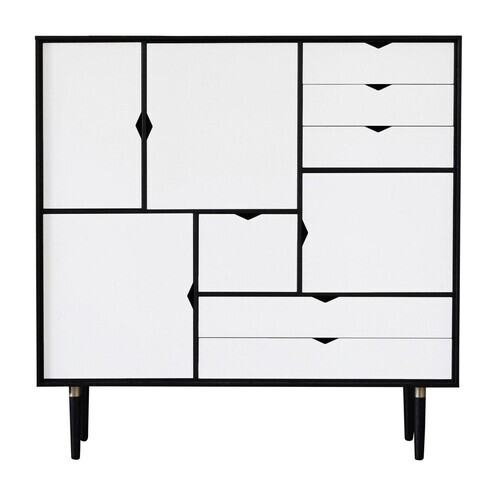 Andersen Furniture - Andersen Furniture S3 Kommode Fronten weiß - eiche schwarz/alpinoweiß/lackiert/B130 x T43 x H132 cm