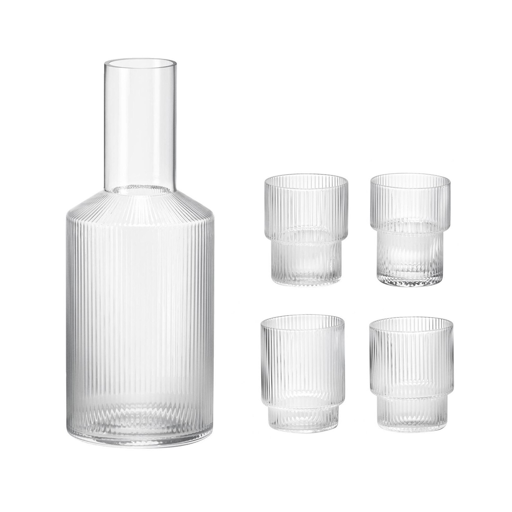 Ban Westers analyse ferm LIVING Ripple Water Glass Set of 4 with Caraffe | AmbienteDirect