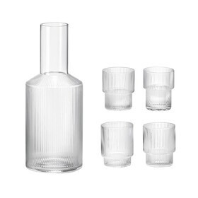 Ferm Living - Ripple Karaffe mit Gläser 4er Set