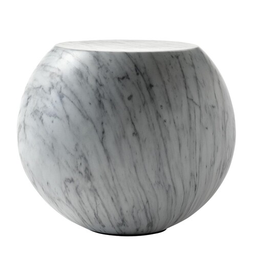 Cappellini - Bong Coffee Table Ø48cm - fake marble/white Carrara print