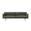 Muuto - Outline Sofa 3 Sitzer - dunkelgrün/Stoff Kvadrat Fiord 961/BxHxT 220x69.5x84cm/Gestell Aluminium schwarz: pulverbeschichtet