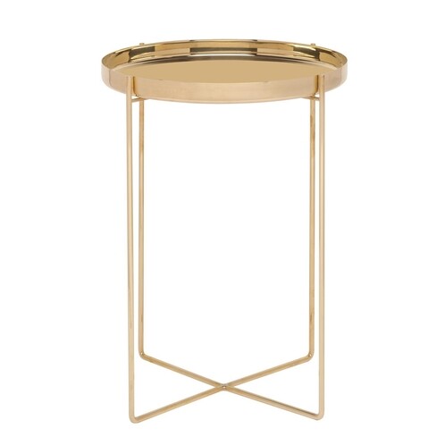 e15 - e15 CM05 Habibi Beistelltisch/Tablett  - messing/poliert/Ø 37cm/H 47cm