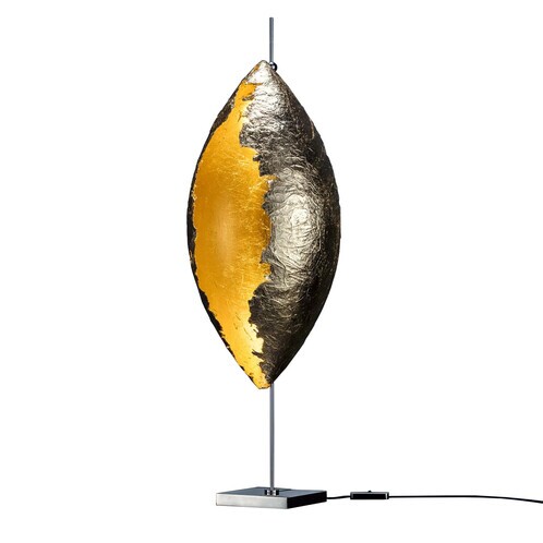 Catellani & Smith - Malagolina Tavolo LED Tischleuchte - gold/Gestell vernickelt/2700K/200lm/H 42cm/Kabel blau