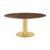 Gubi - 2.0 Dining Table Brass Base Ø150cm - walnut/table top walnut/H 72cm, Ø150cm/brass base