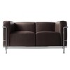 Cassina - Le Corbusier LC2 - Canapé deux places - brun foncé Radica/cuir LCX 13X416/structure acier chromé/coussin en Dacron