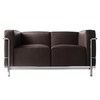 Cassina - Le Corbusier LC2 Sofa Cassina - Radica dark brown/leather LCX 13X416/frame chrome/cushion in Dacron