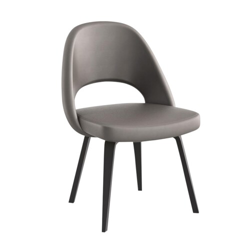 Knoll International - Saarinen Conference Chair - frame ebony - grey leather/Volo Flint/frame manganese black