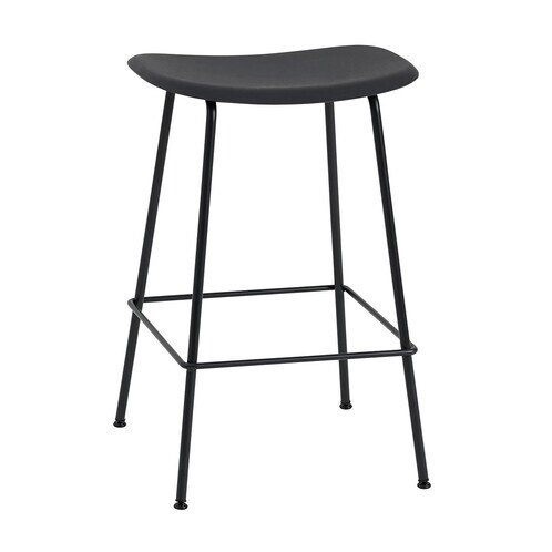 Muuto - Fiber Bar Stool 65cm - black/seating plastic/WxHxD 45x66x44cm/black base: powder coated steel