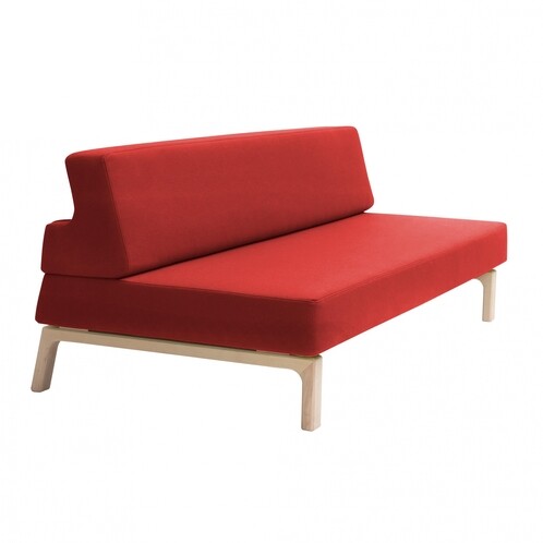 Softline - Lazy Schlafsofa - rot/Stoff Vision 448/BxHxT 199x77x114cm/Gestell Esche