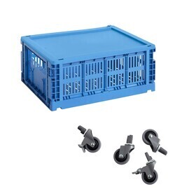 HAY - Colour Crate mand gerecycled M met deksel en wieltjes