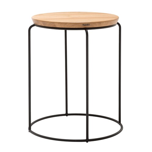 freistil Rolf Benz - freistil 151 - Table basse rond Ø37cm - naturel (H98)/plateau de table chêne Ø37cm/H 51cm, structure Ø40cm/structure noir (RAL9005): peint par poudrage