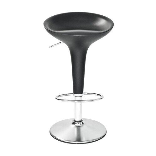 Magis - Bombo - Tabouret réglable en hauteur 50-74cm - gris anthracite/mat/support en acier chromé/Hauteur de la selle 50-74cm