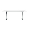 Montana - HiLow 2 Schreibtisch 90x180cm - schneeweiß/chrom/elektrisch höhenverstellbar/H 63.5-127cm/Gestell rund/bis zu 130kg belastbar/inkl. Kabelhalter