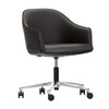 Vitra - Softshell Chair Bürostuhl - nero schwarz/Leder/Gestell aluminium poliert/mit weichen Rollen